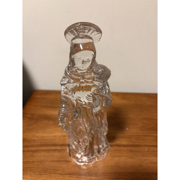 Glass Madonna Holding Baby Jesus Figurine Virgin Mary Christ Child 12” Tall - Picture 11 of 11
